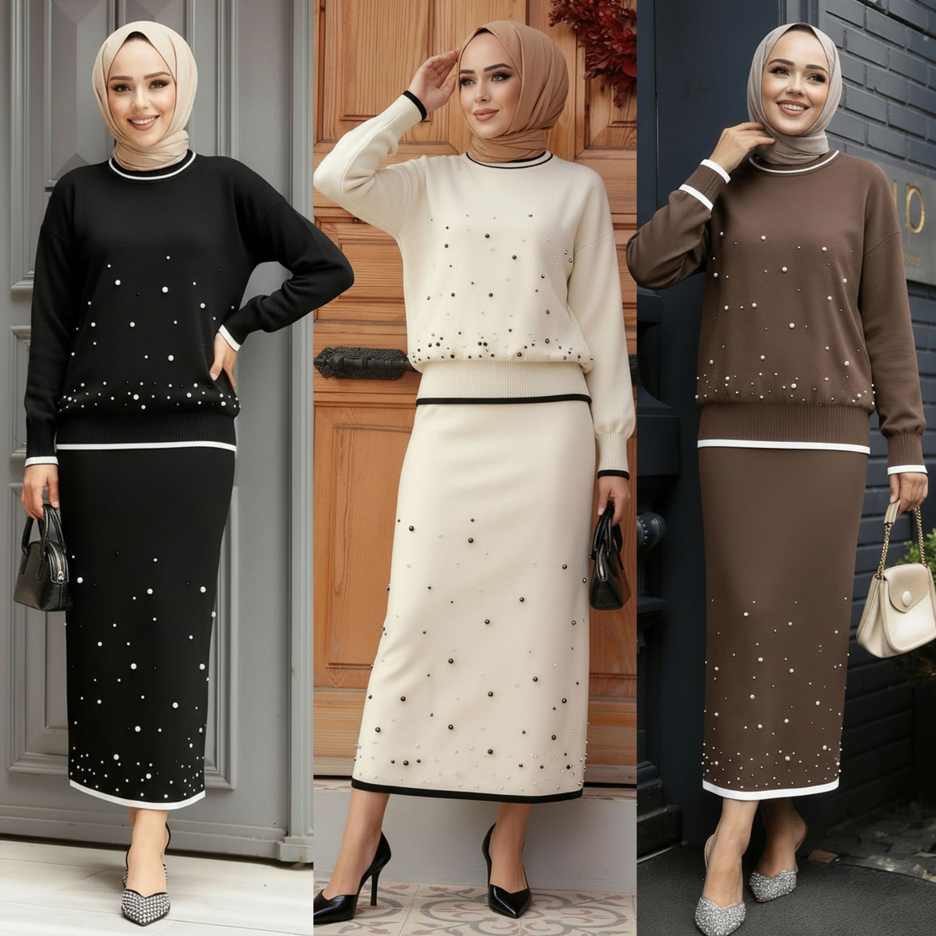 Jalabiya Women Arabic - Eid Dames 2-delig Set Geborduurde Blouse