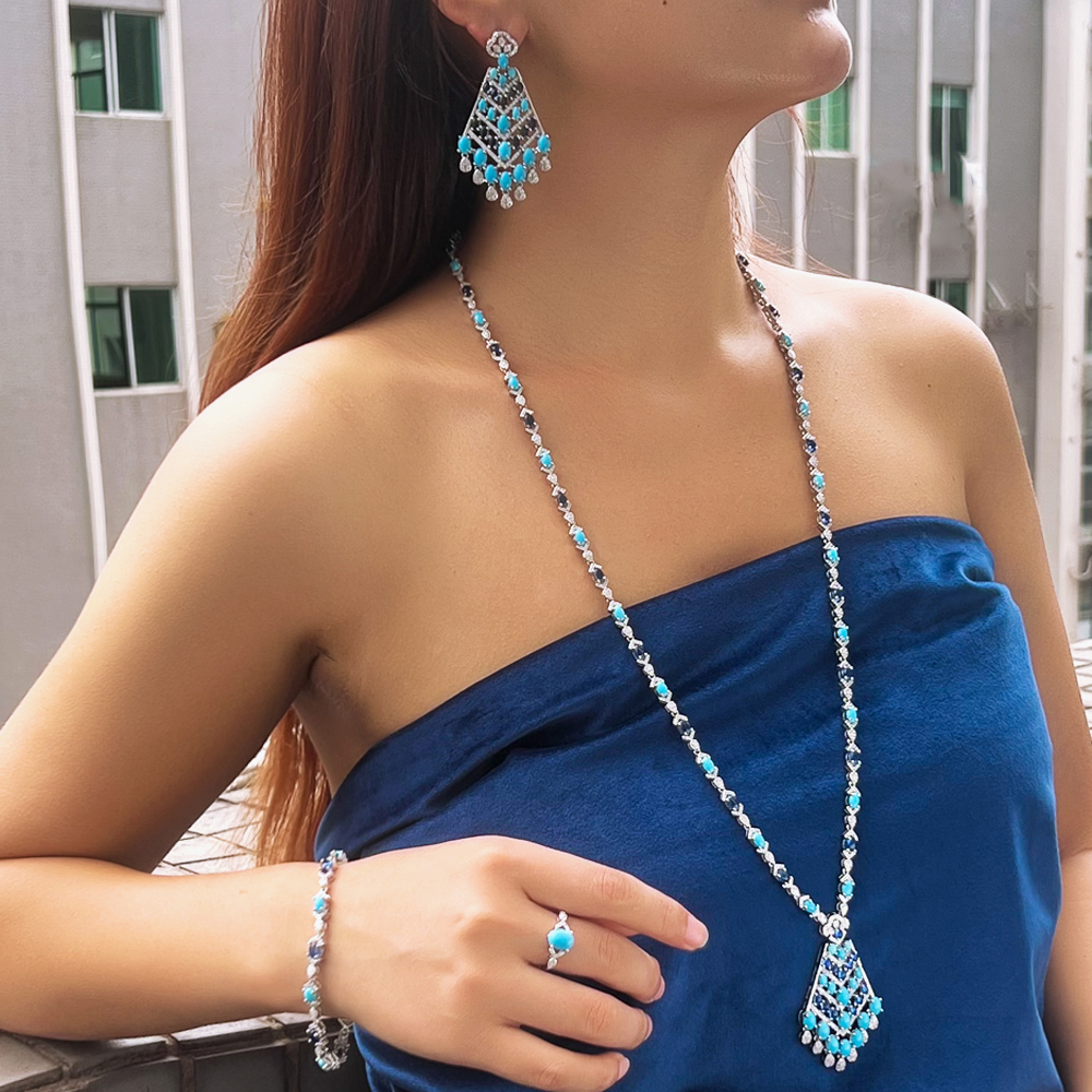Ethnic Fashion In Dubai - CWWZircons 4 stuks elegante blauwe turquoise