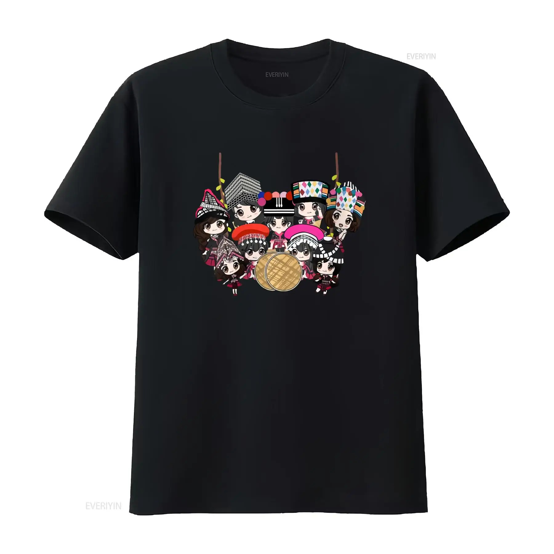Fashion Ethnic Wear For Men - 9 Hmong meisjes cartoon print T-shirt