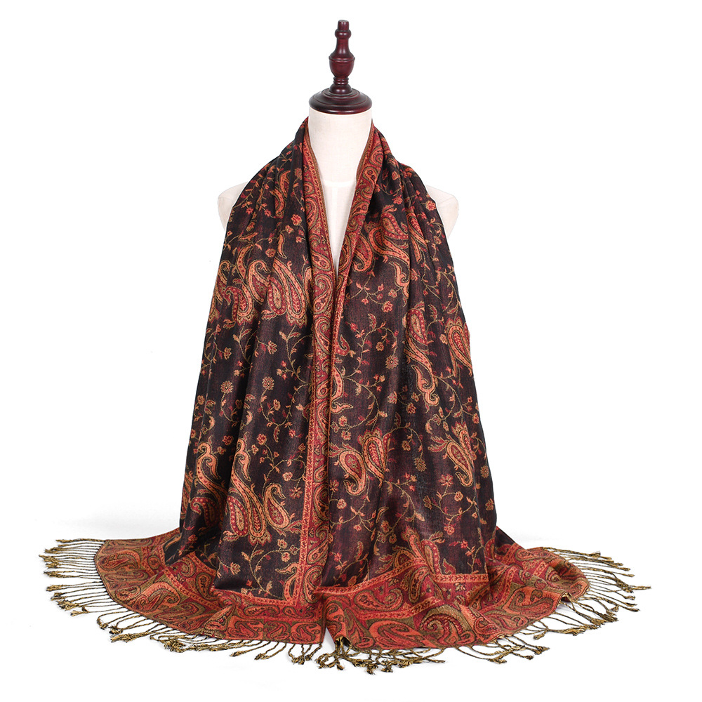 Go Ethnic Fashion - Pashmina Sjaal Paisley Aqua voor Dames
