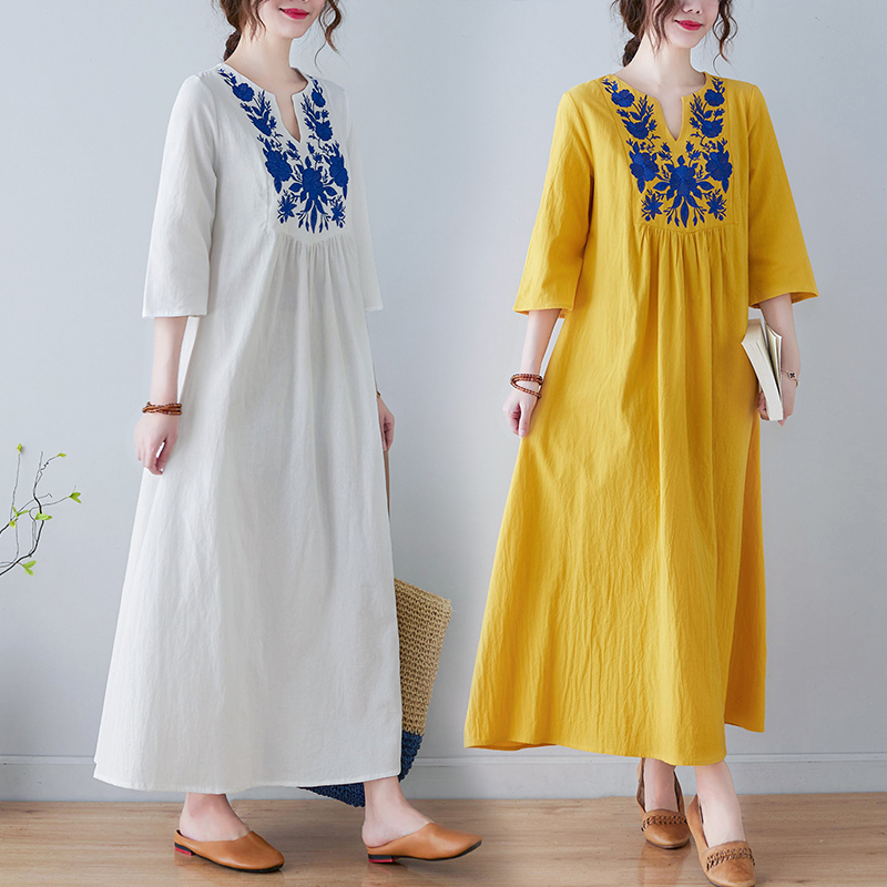 Ethnic Fashion Trend - Nieuwe etnische stijl losse diepe V-hals