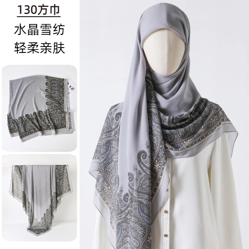 Go Ethnic Fashion - Grote vierkante sjaal bedrukt gaas high-end