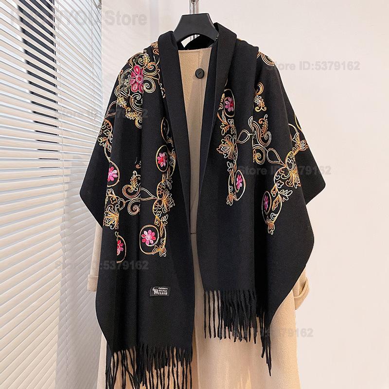 Go Ethnic Fashion - Dames vintage etnische borduurwerk pashmina sjaal