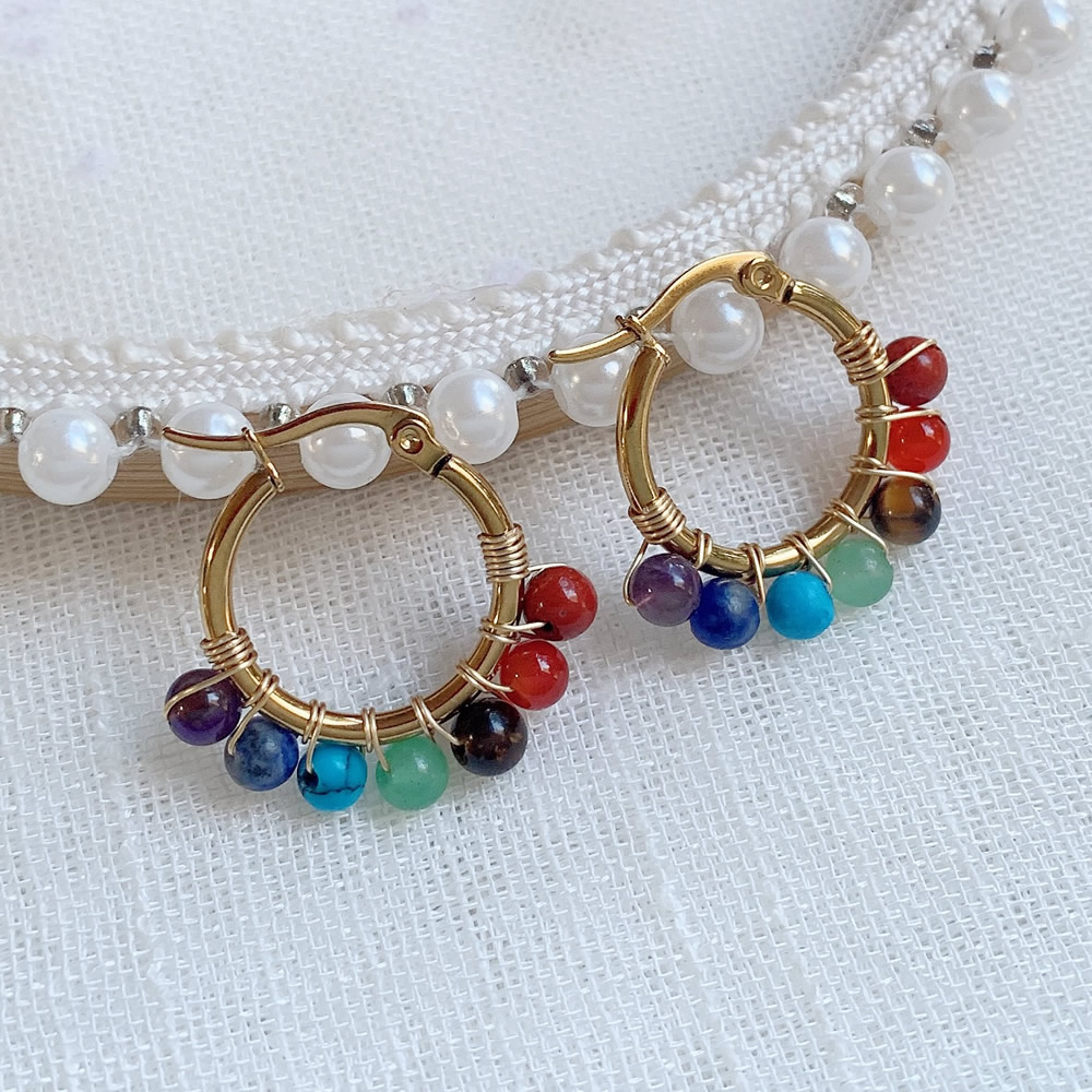 Aura Ethnic Fashion - 7 Chakra Natuursteen Oorbel Voor Vrouwen