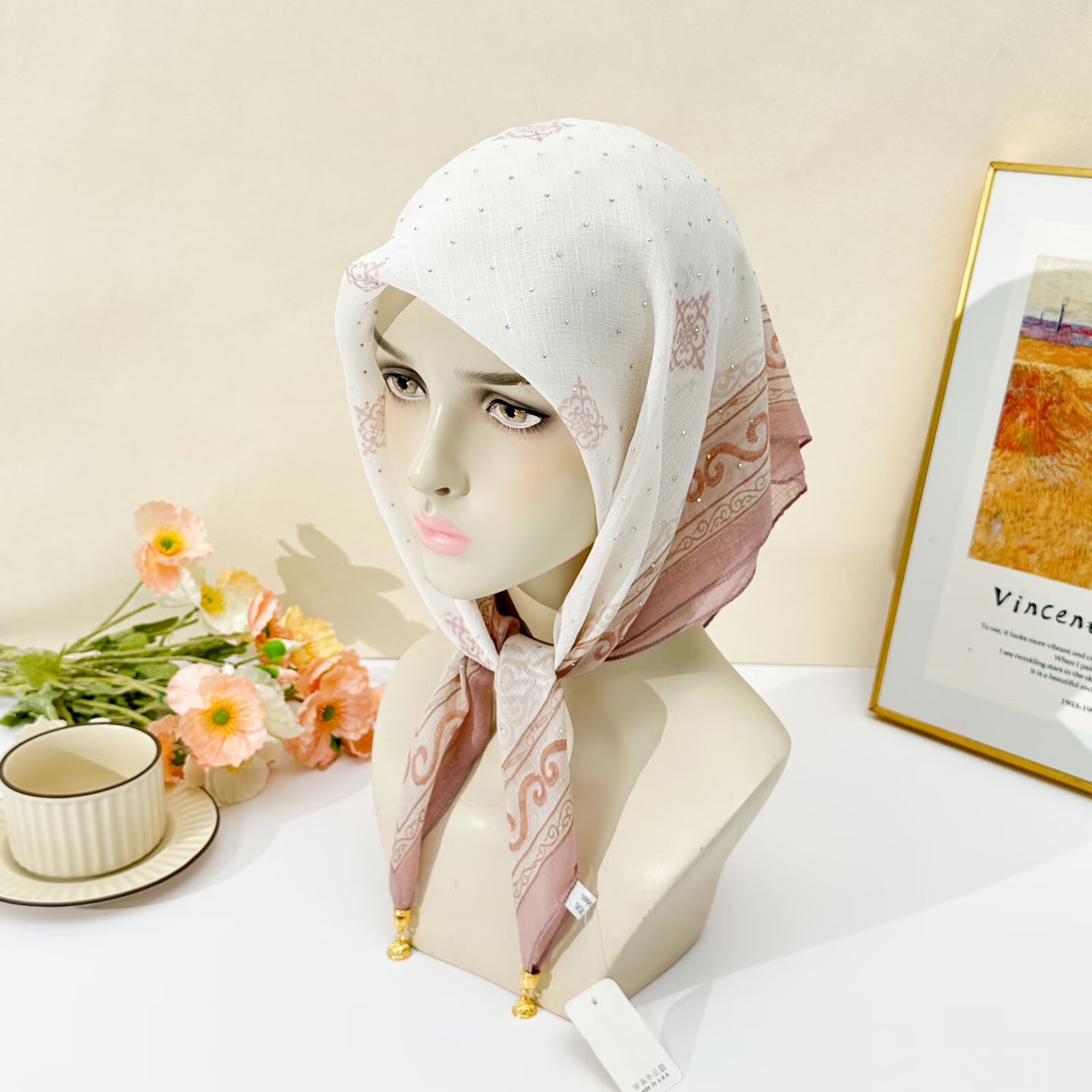Witte etnische randprint hijab - Go Ethnic Fashion recensie en prijs