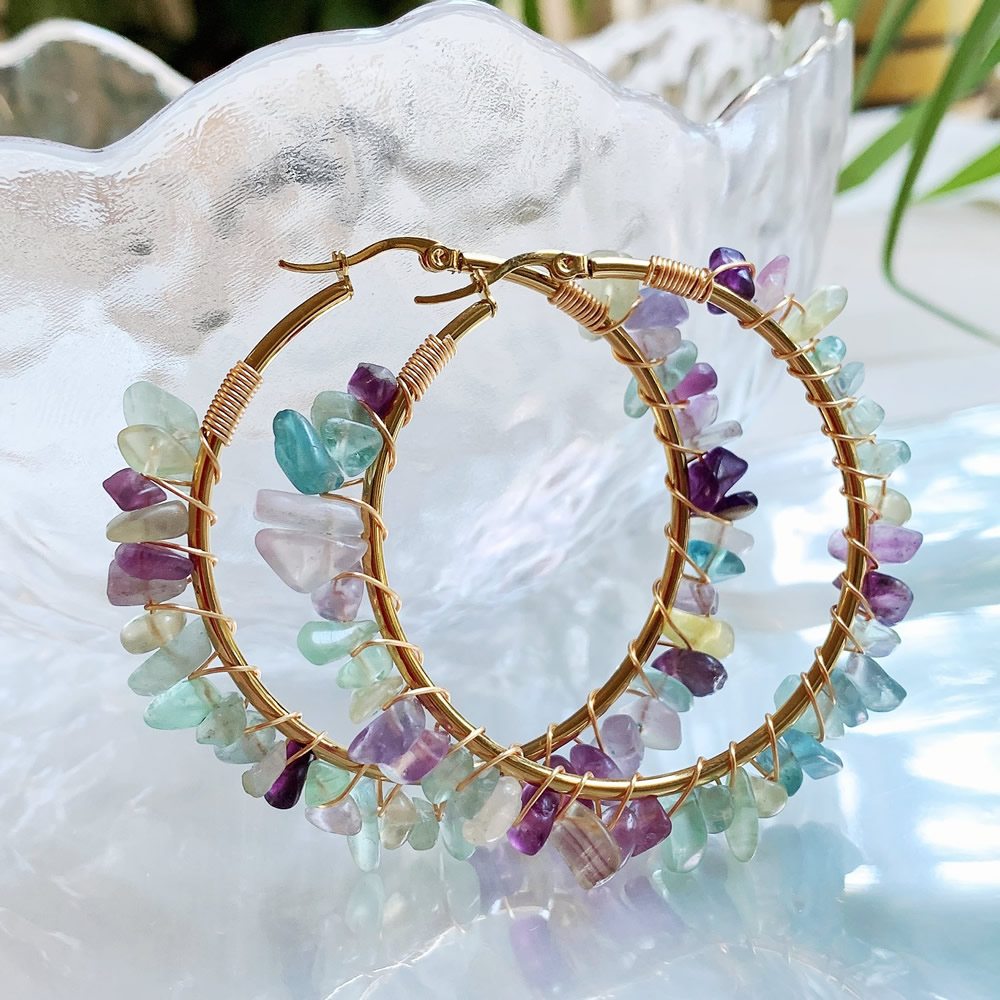 Natuurlijke Crystal Hoop Earri - Aura Ethnic Fashion recensie en prijs