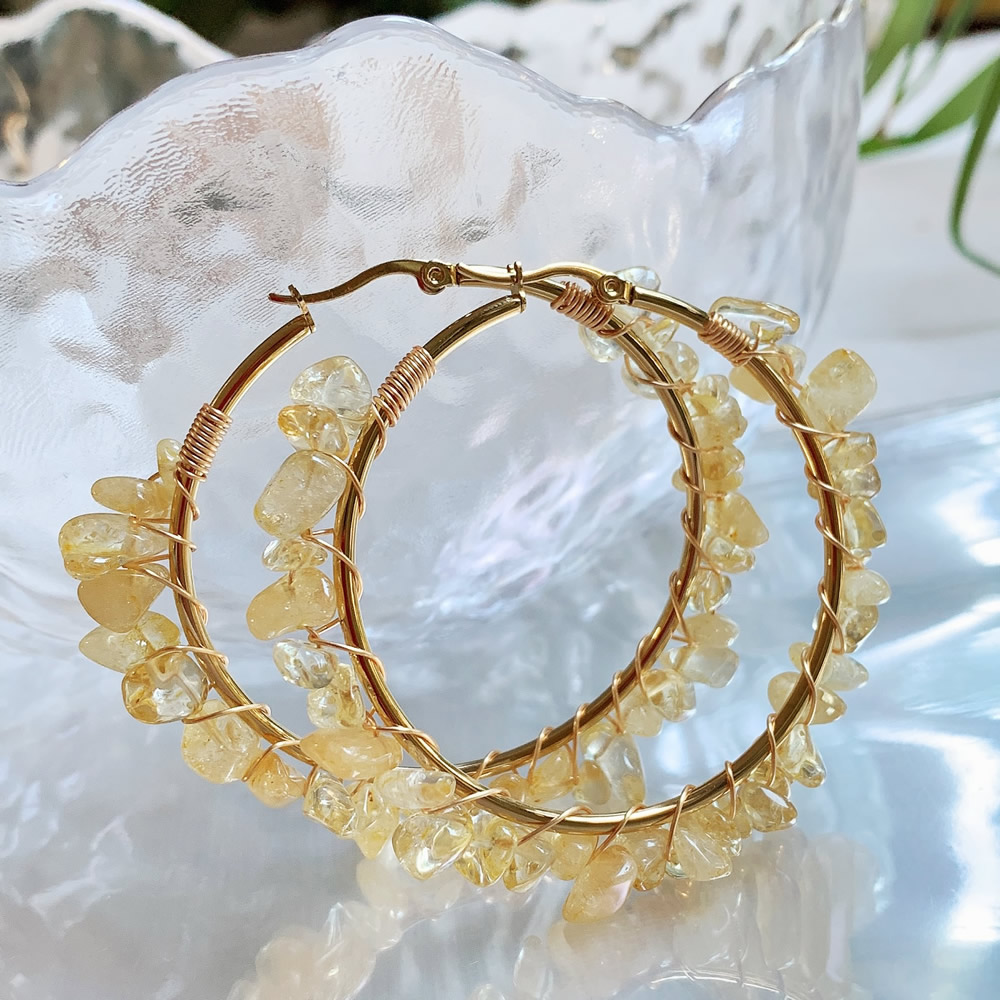 Natuurlijke Crystal Hoop Earri - Aura Ethnic Fashion recensie en prijs