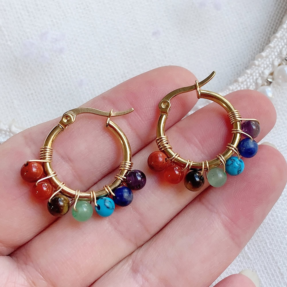 7 Chakra Natuursteen Oorbel Vo - Aura Ethnic Fashion recensie en prijs