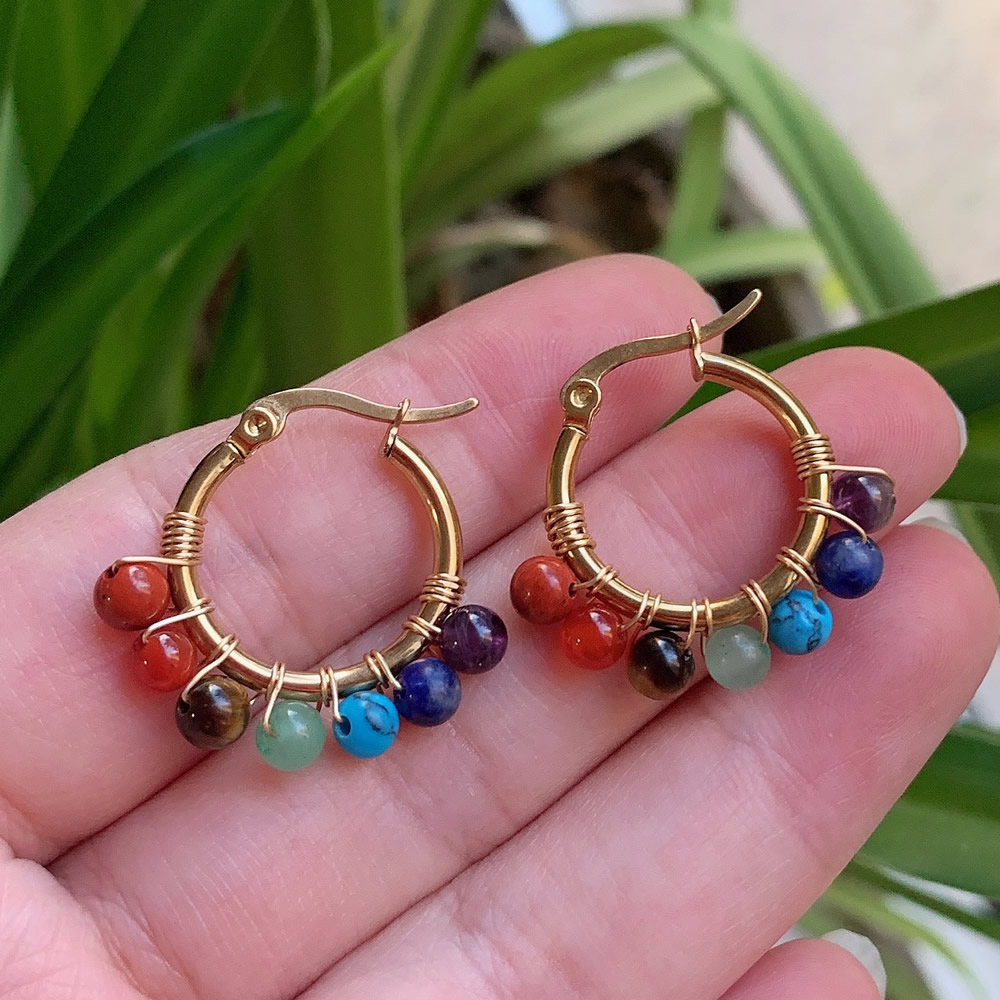 7 Chakra Natuursteen Oorbel Vo - Aura Ethnic Fashion recensie en prijs